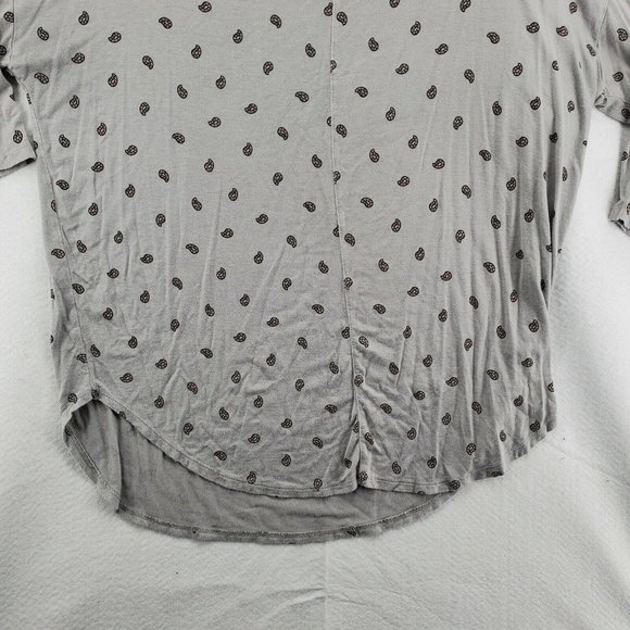 LOFT Outlet Top Women's 3/4 Sleeve Tunic Paisley Design Grey Extra Large - Picture 8 of 11